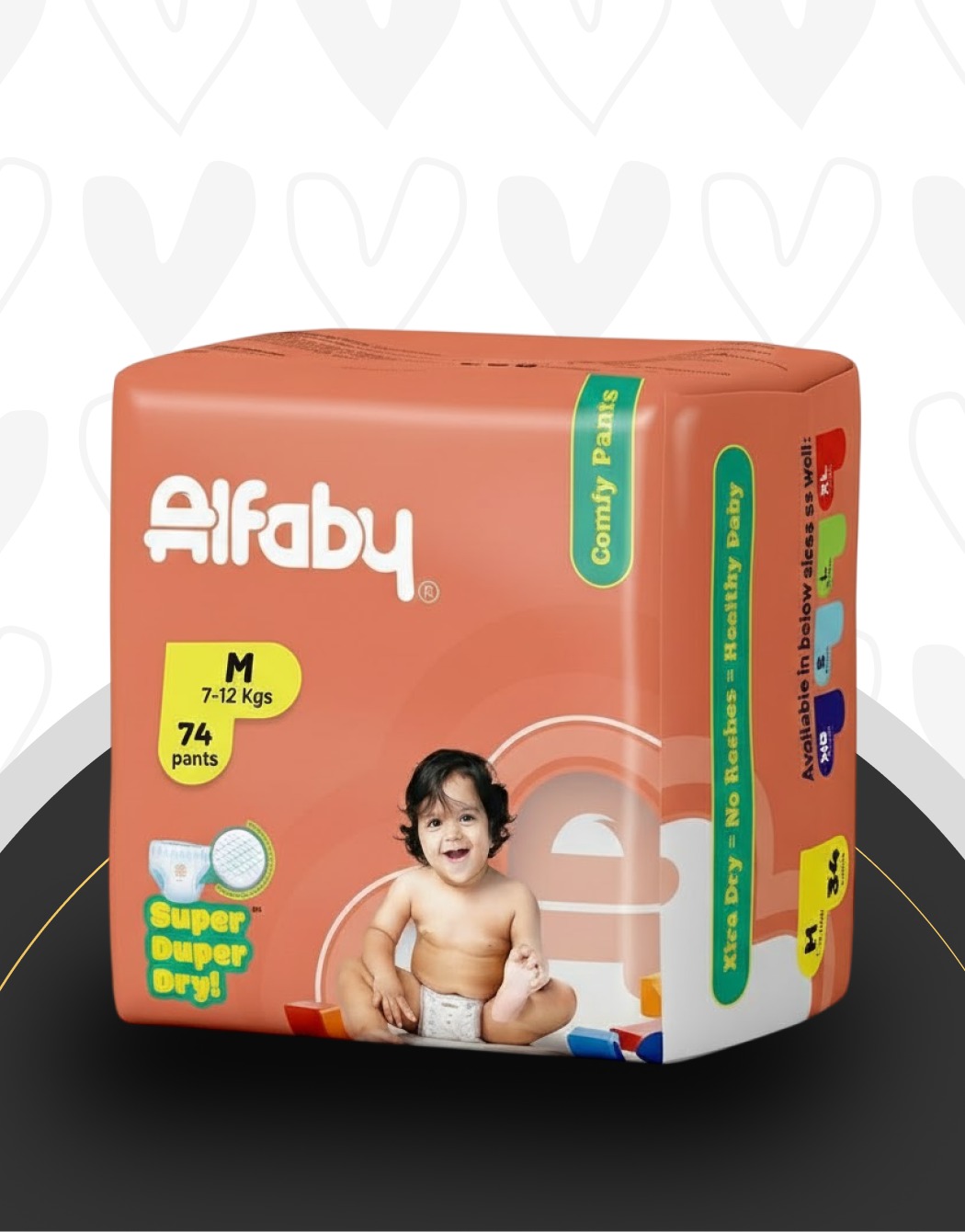 Alfaby Comfy Pants – Super Duper Dry Baby Diaper Pants (M Size, 7–12 kg, 74 Pants)